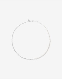 Michael Hill - Half Cultured Freshwater Pearl Half Paperclip Chain Necklace in Sterling Silver