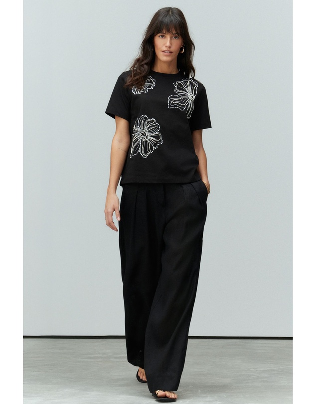 NEXT - Beaded Floral Embelished 100% Cotton T-Shirt