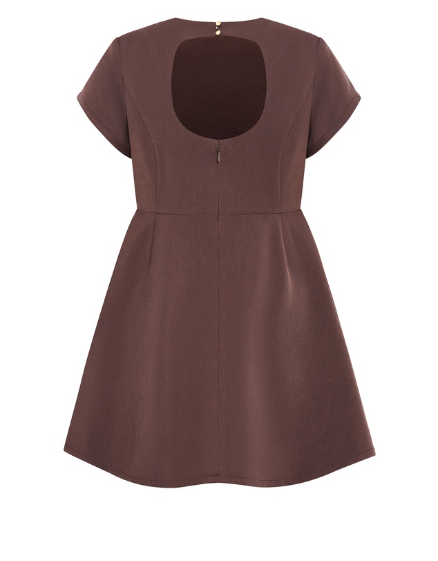 City Chic - Plus size Dynamic Cap Sleeve Skater Dress - chocolate