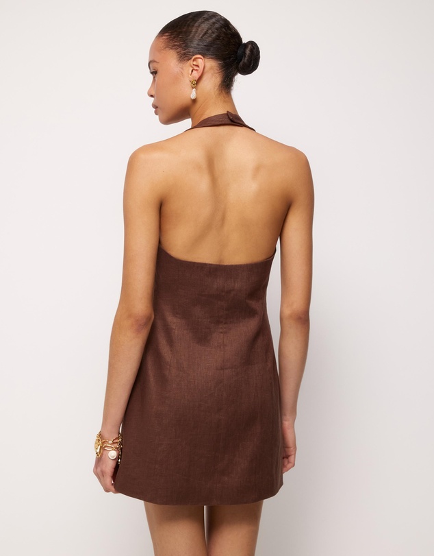 AERE - Tailored Linen Mini Halter Dress