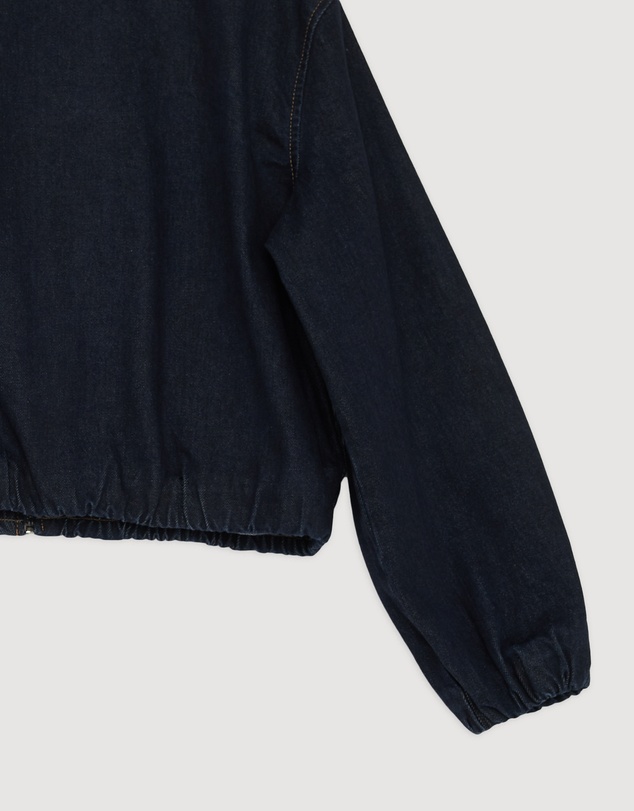 Revibe - Repaired Minima Esenciales Mara Bubble Hem Denim Bomber Jacket - AU 10
