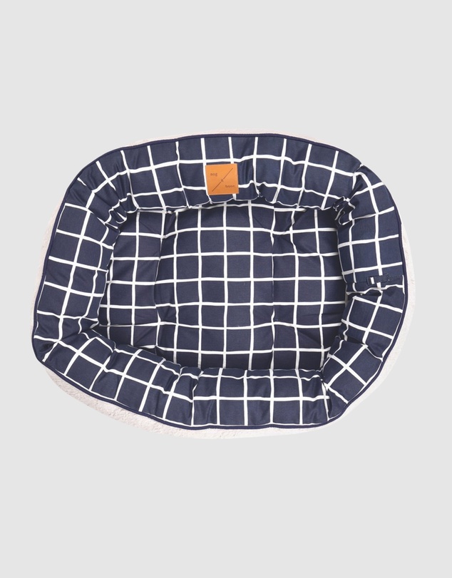 Mog & Bone - 4 Seasons Reversible Circular Dog Bed - Navy Check Print