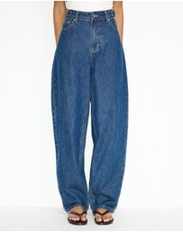 Dazie - Moscow Cinch Waistband Barrel Jeans