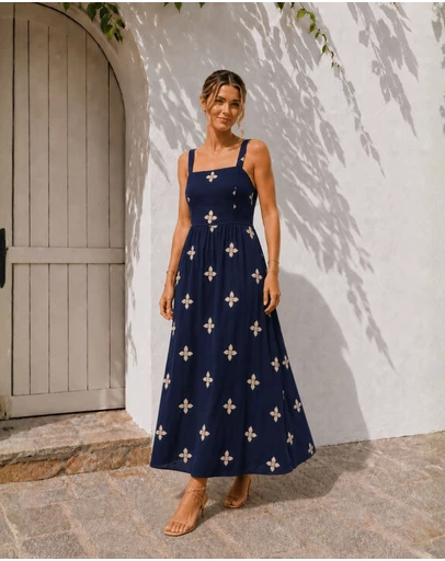 Esther & Co - Atasha Dress - Navy Print