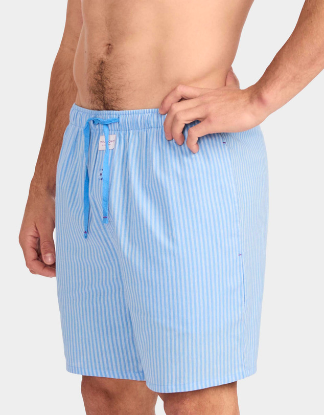 Mitch Dowd - Mitchdowd Blue Stripe Linen Sleep Shorts