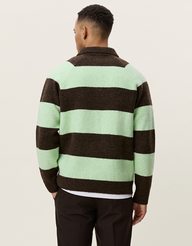 Les Deux - Striped Melange Knitted Polo