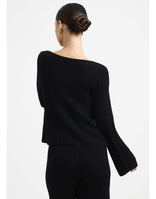 Subtitled - Ireland Off Shoulder Ribbed Long Sleeve Top