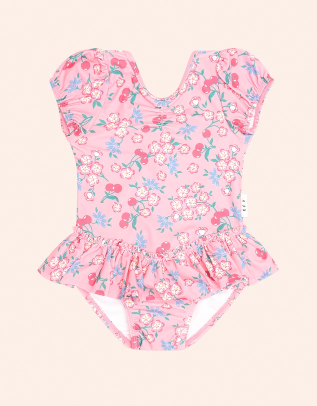 Huxbaby - Tropical Cherry Floral Peplum Swimsuit - Babies-Kids