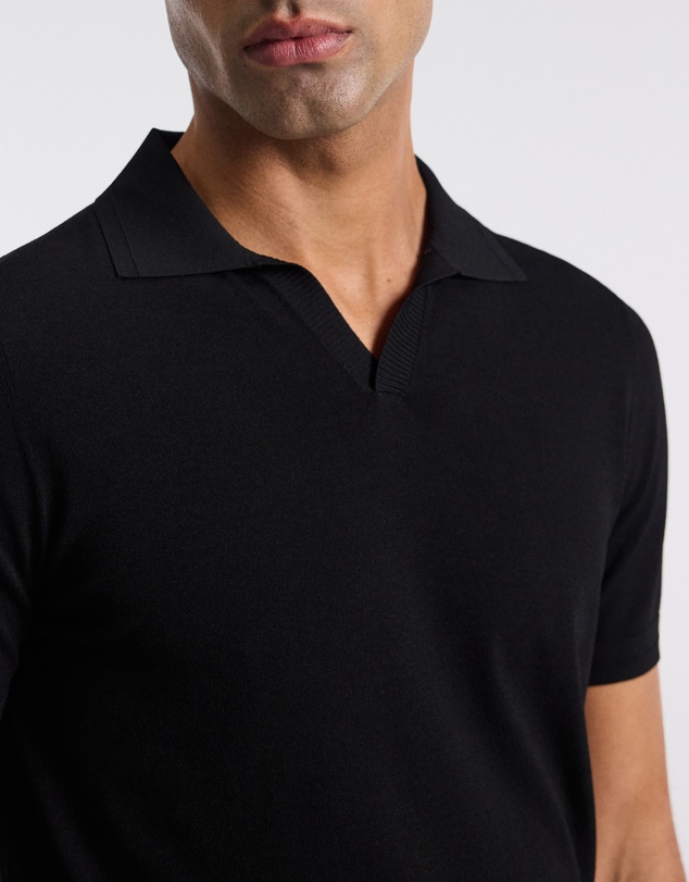 Calibre - Technical Knit Rib Collar Polo Black
