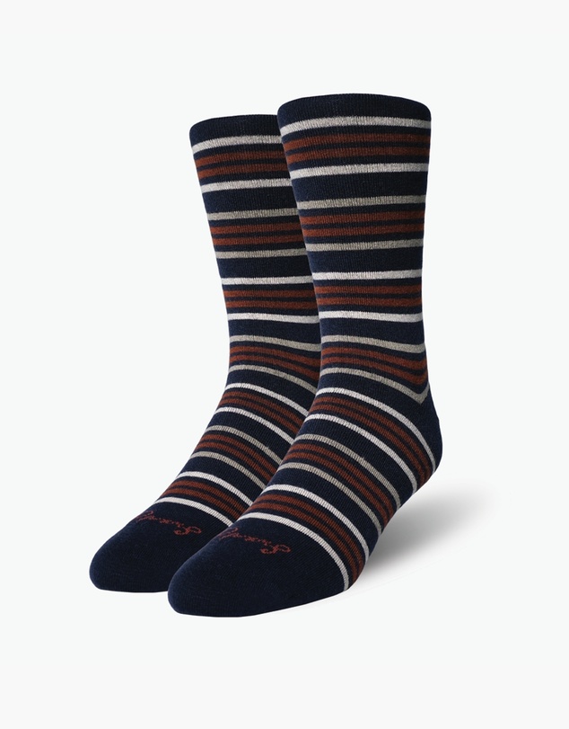 Swanky Socks - Navy Rust Stripe