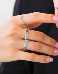 Elli Jewelry - Ring Stacking Set of 3 with Crystals in 925 Sterling Silver
