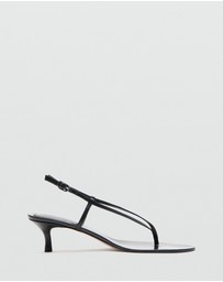 M.N.G - Heeled Leather Sandals with Straps
