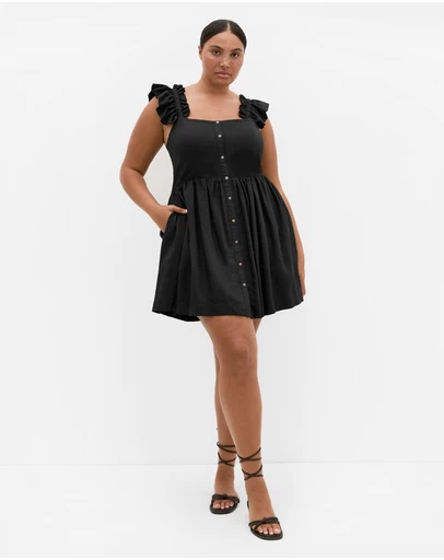 City Chic - Plus size Mirage Tie Back Mini Dress - black