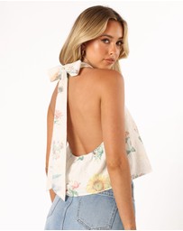Petal & Pup - Willa Halterneck Top - White Floral