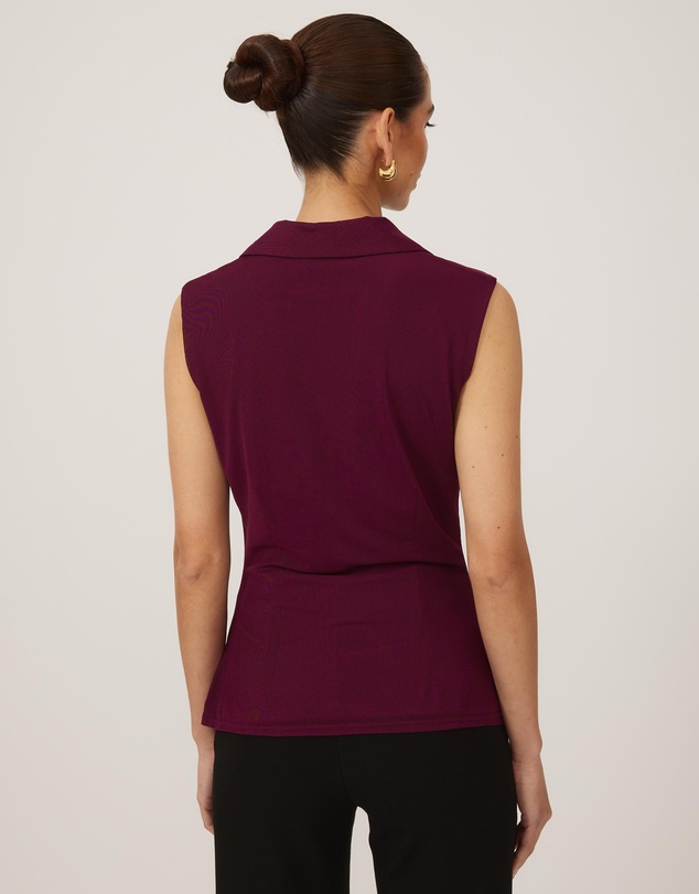 Tussah - Sleeveless Jersey Button Up Top