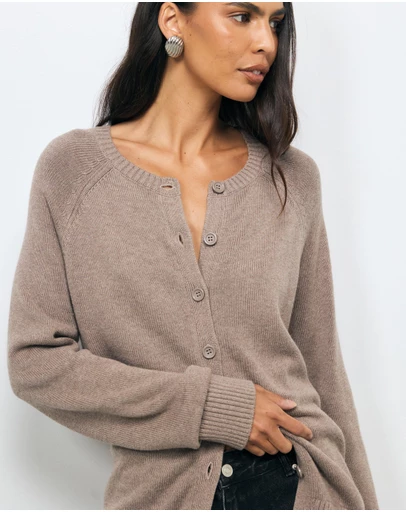 AERE - Nia Cotton Cashmere Blend Cardigan