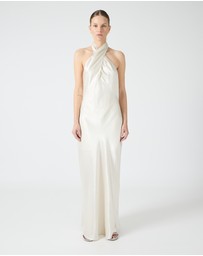Third Form - Crush Wrap Neck Floor Length