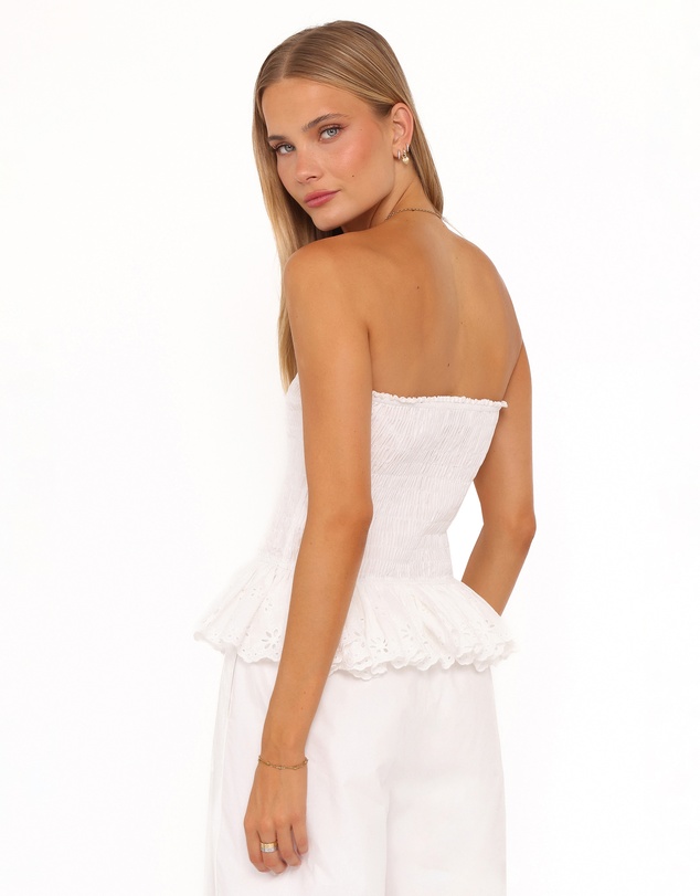Petal & Pup - Stori Shirred Top - White Broderie