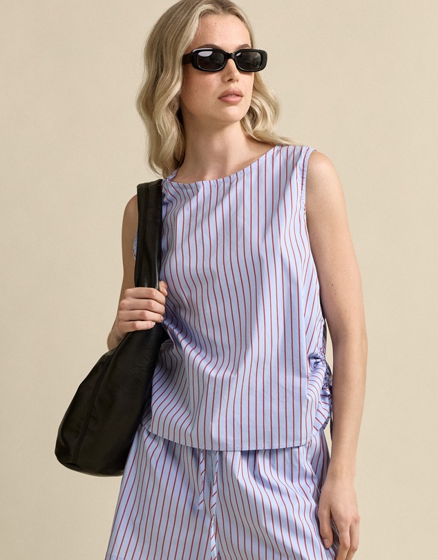MVN - Side Rouched Striped Top