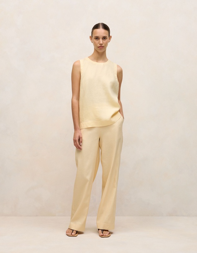 Trenery - Delave Linen Shell Tank in Butter