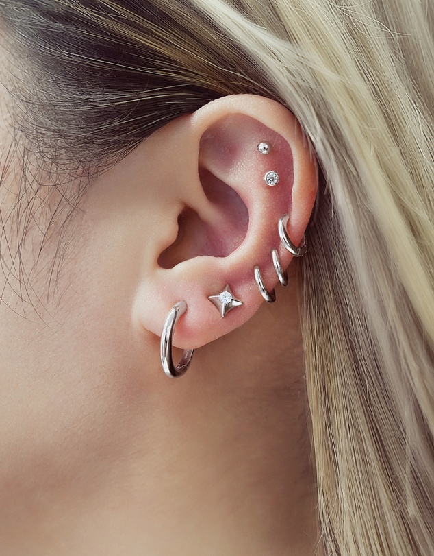 Ania Haie - Silver Tube Small Huggie Hoop Earrings