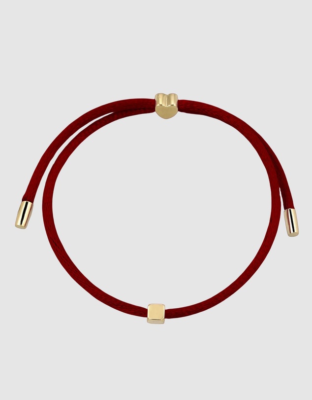Elli Jewelry - Heart Charm Red Satin Bracelet