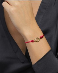 Elli Jewelry - Bracelet Women Satin Ribbon Red 925 Sterling Silver Gold Plated