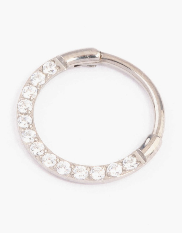 Lovisa - Titanium Cubic Zirconia Clicker Ring 8mm
