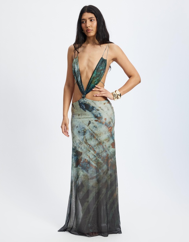 Jaded London - Strappy Maxi Dress - Abstract Print