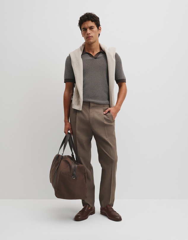 Country Road - Australian Cotton Silk Blend Textured Stripe Polo
