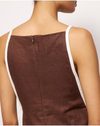 AERE - Tova Contrast Linen Mini Dress