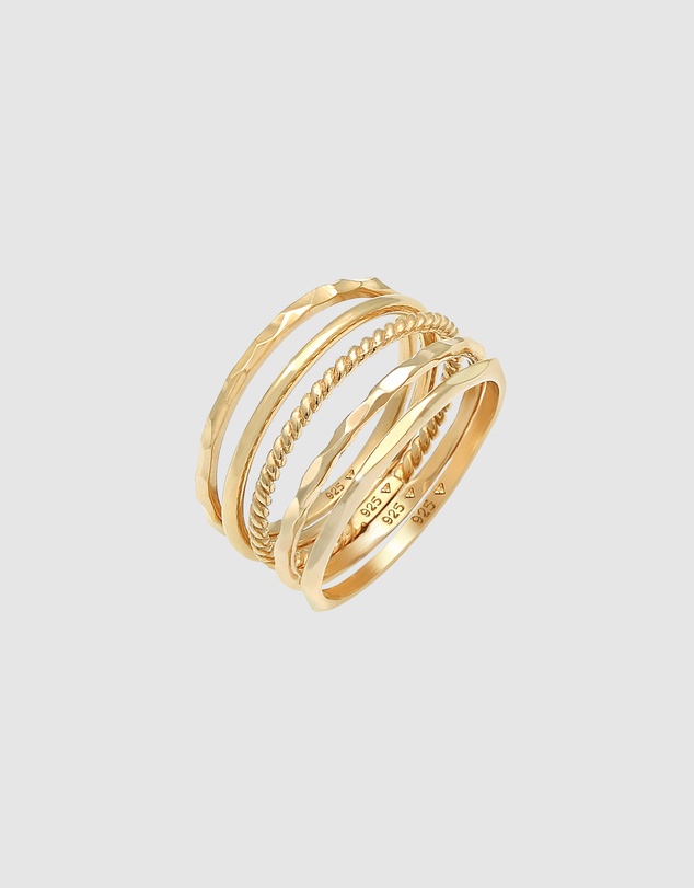 Elli Jewelry - Filigree Ring Set in Gold-Plated 925 Silver