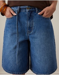 Ceres Life - Olive Belted Denim Short