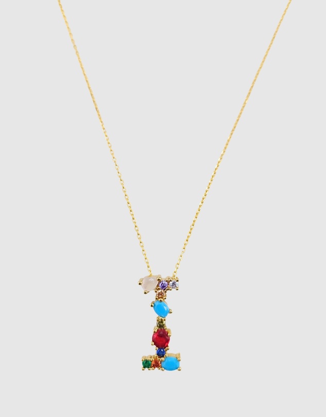 Izoa - Alphabet Letter Semi Precious Stone I Necklace