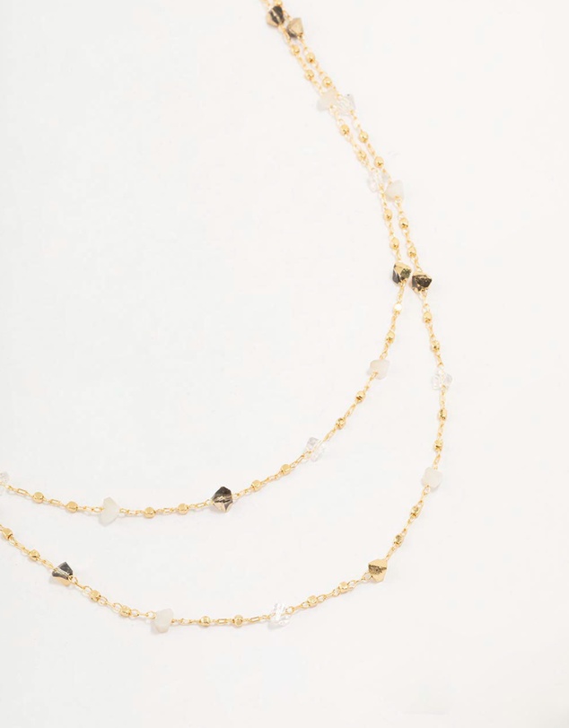 Lovisa - Gold Plated Station Semi Precious Shards And Ball Necklace