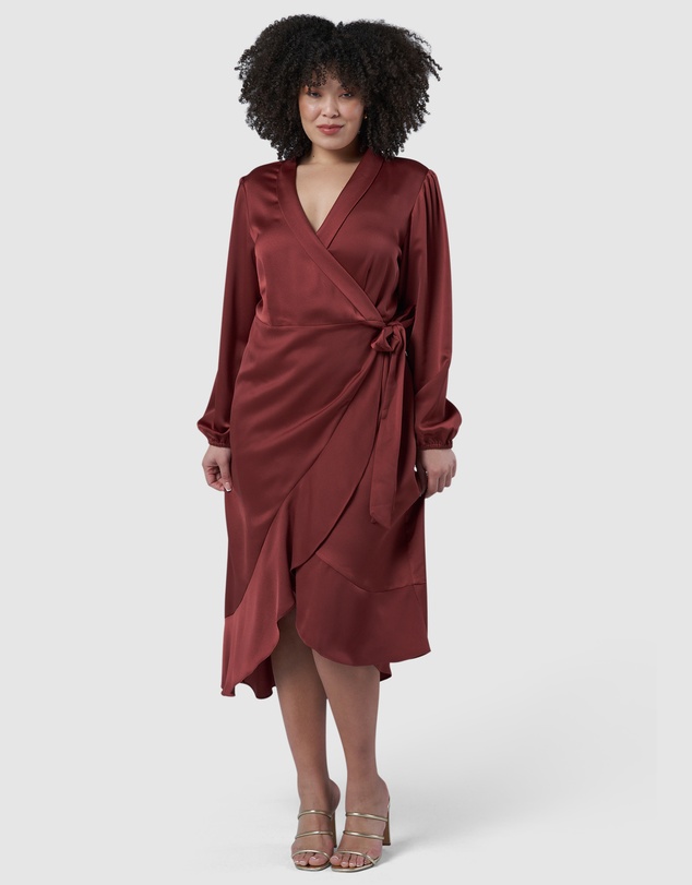 Pink Dusk by Curve Project - Girl Crush Satin Wrap Dress