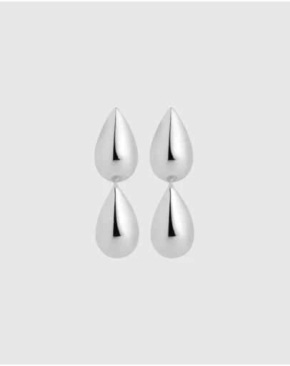 Najo - Liora Double Drop Silver Stud Earring