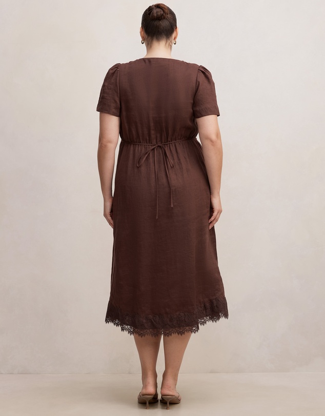 Forever New Curve - Zali Curve Lace Linen Midi Dress