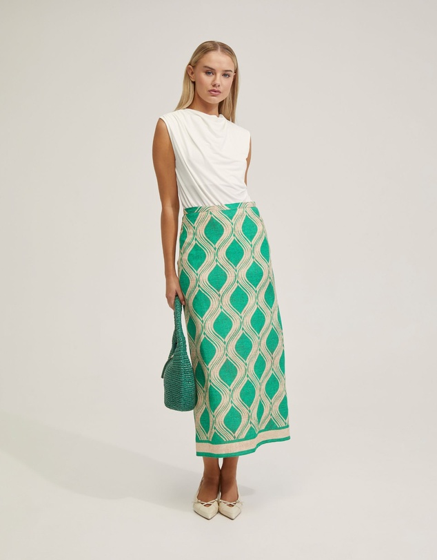 Oxford - Grechen Linen Blend Printed Skirt