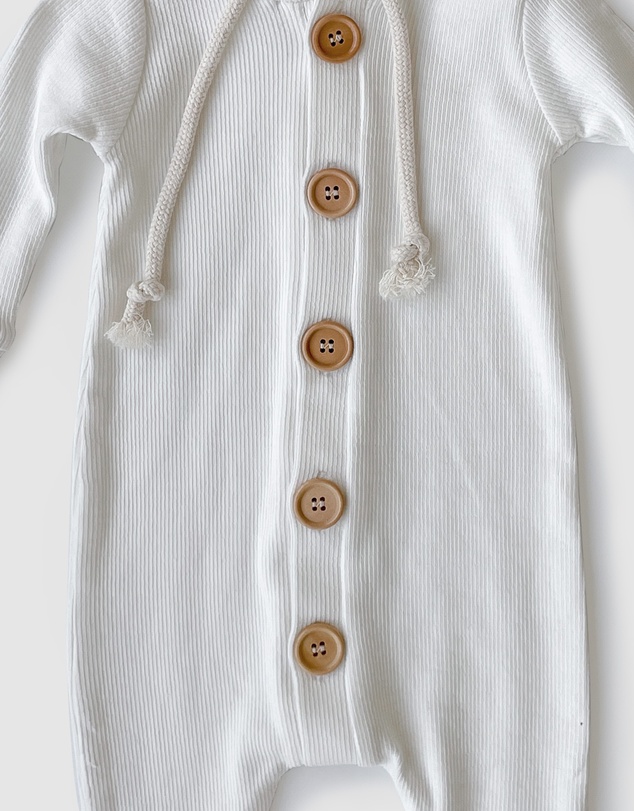 WITH LOVE FOR KIDS - Basics Thick Ribbed Hooded All In One - Babies