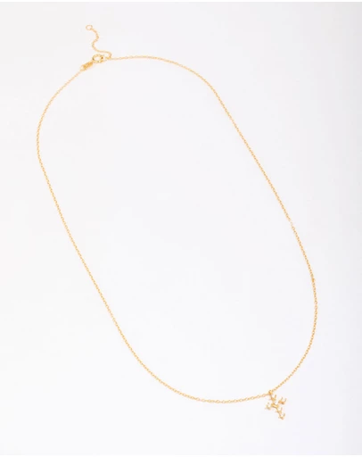 Lovisa - Gold Plated Sterling Silver Cubic Zirconia Round Cross Chain Necklace