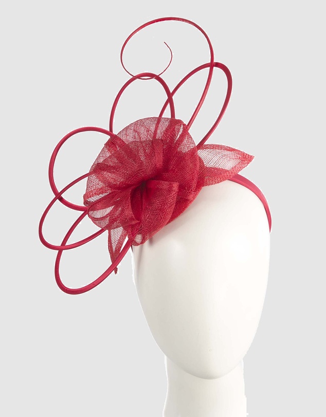 Max Alexander - Sinamay Red Flower Racing Fascinator