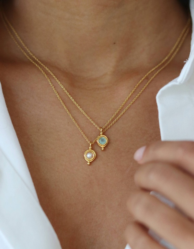 Ottoman Hands - March Birthstone Pendant Necklace