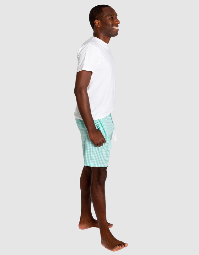Sant And Abel - Men's Hepburn Gingham Mint Sleep Shorts