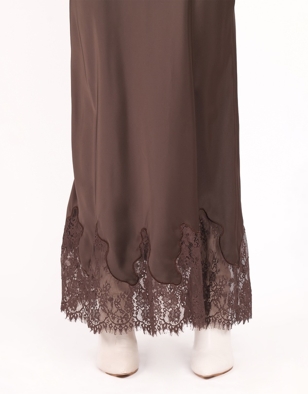 Petal & Pup - Alira Lace Trim Midi Skirt - Brown