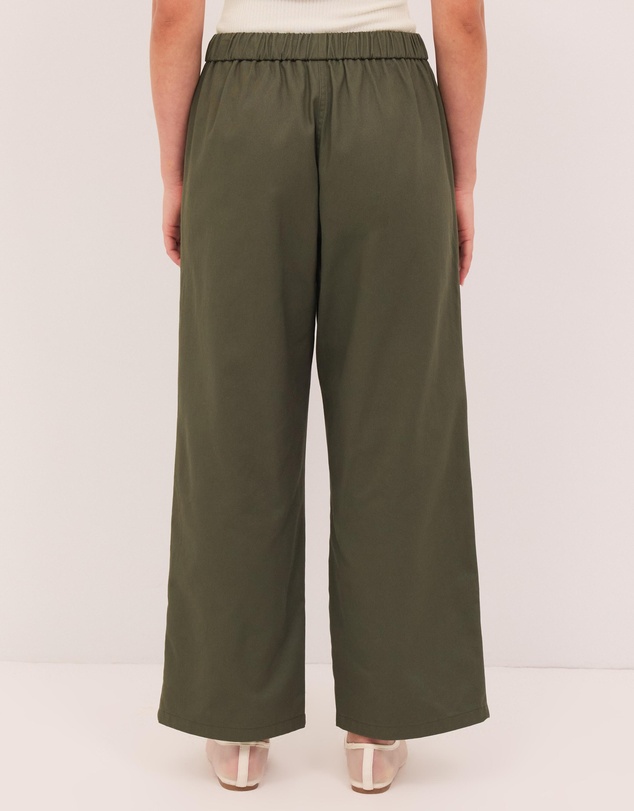 Calli - Panelled Cotton Wide Leg Twill Pants