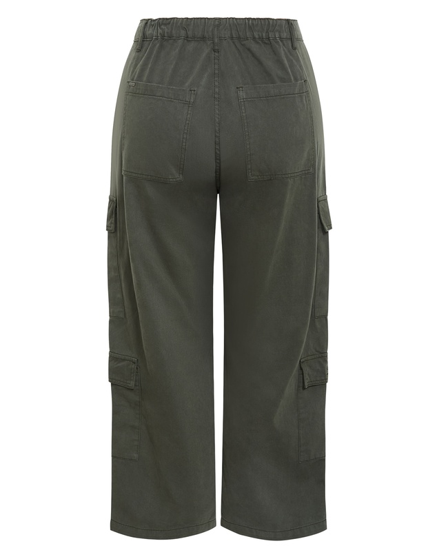 City Chic - Plus size Harley Fit Ali Cargo Wide Leg Short Jean - khaki