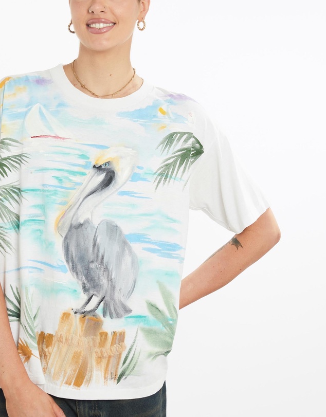 Vintage by The Real Deal - Pre Loved - Vintage 90s Hand Painted Pelican Wildlife Tee