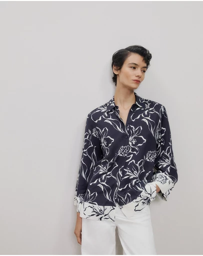 Trenery - Iluna Spliced Shirt in Night Sky