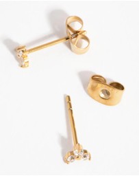 Lovisa - 24 Carat Gold Plated Surgical Steel Cubic Zirconia Cluster Stud Earrings